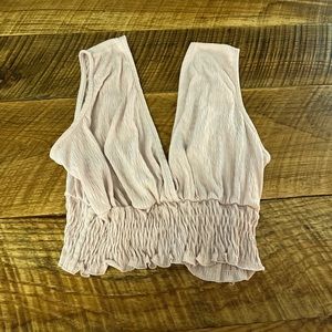 large pink crossover crop top